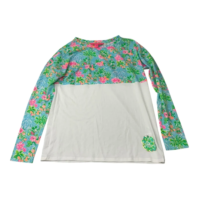 trendy women's topsTop Long Sleeve Designer By Lilly Pulitzer In Green & White, Size: Xs