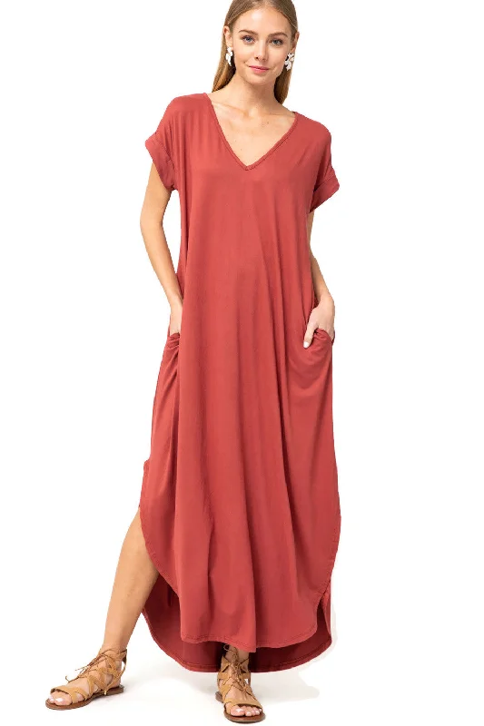 Ball Gown DressEveryday Pocket Maxi Dress, Marsala