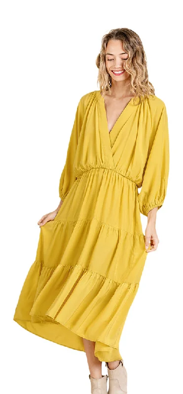 Mermaid DressTiered Ruffle Maxi Dress, Yellow