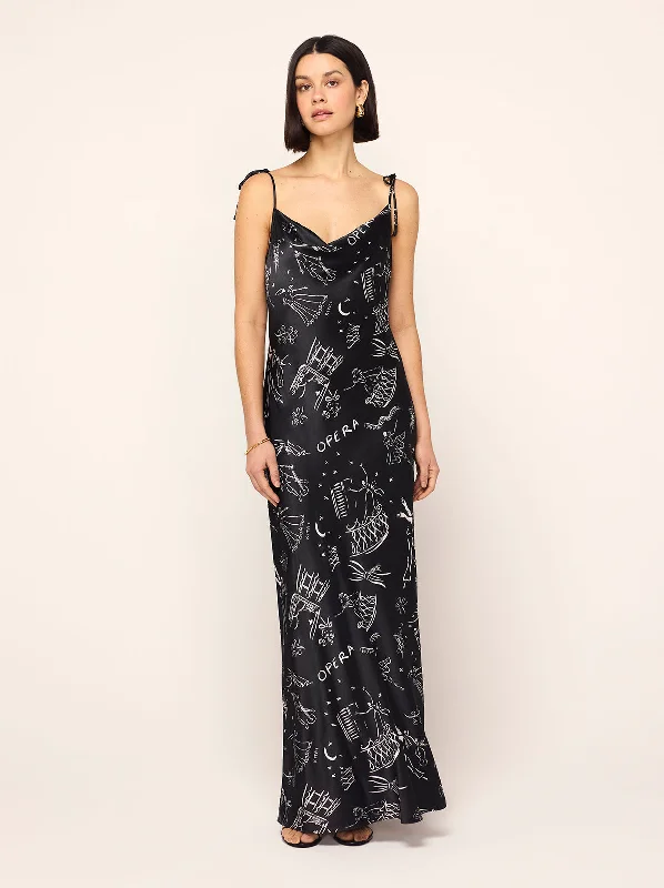 Jersey DressCindy Black Opera Print Maxi Dress