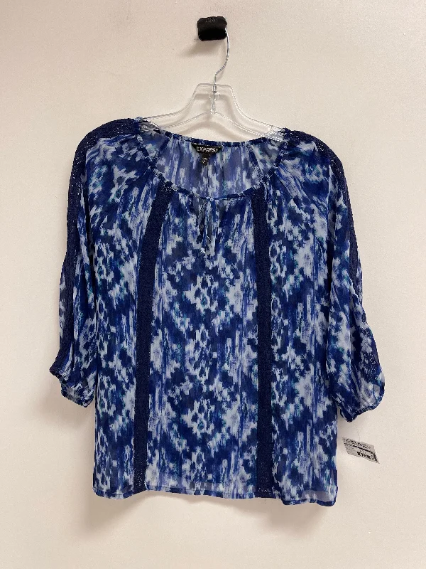 women's tops for those who want to stay warm and stylish during colder weatherTop Long Sleeve By Express In Blue & White, Size: S