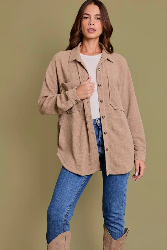 cozy women's tops for fall and winterTextured Button Down Shirt Jackets - 2 Colors!