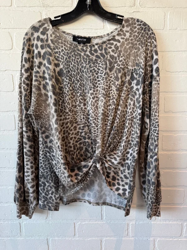 women's tops with cold-shoulder cutsTop Long Sleeve By Karen Kane In Black & Brown, Size: Xs