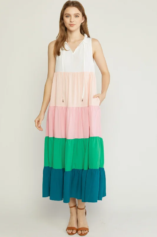 women's club dressesColorblock Maxi Dress