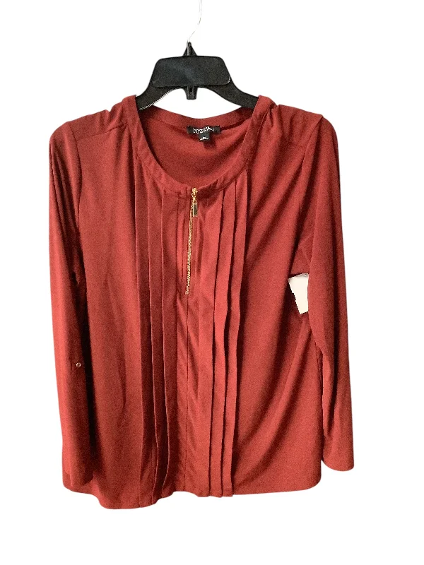 affordable women's topsTop Long Sleeve By Roz And Ali In Maroon, Size: Xl