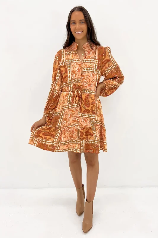 Shift DressVanessa Mini Dress Rust Hazel