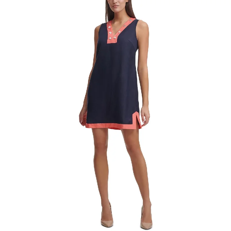 women's A-line dressesTommy Hilfiger Womens Contrast Trim Mini Shift Dress