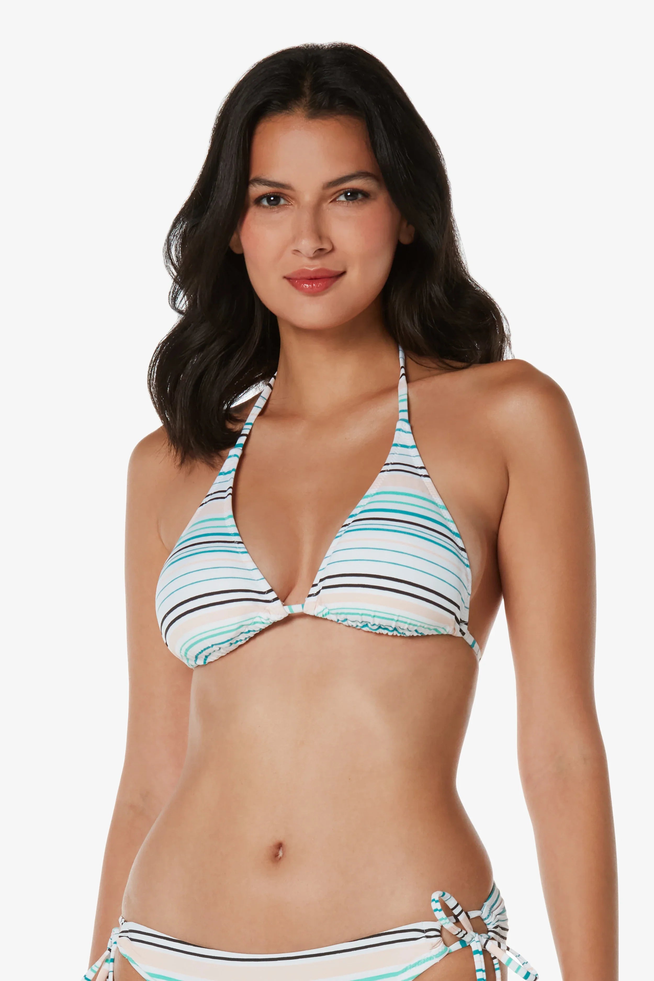 Quick-Dry Female SwimwearString Bikini Top  |  Textured Coastal Stripe