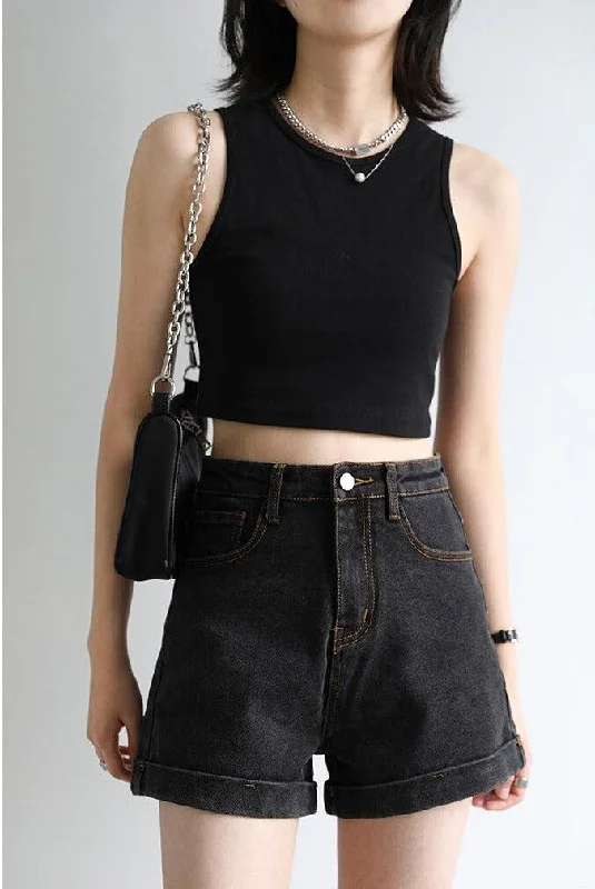 Grunge Black Jean Shorts