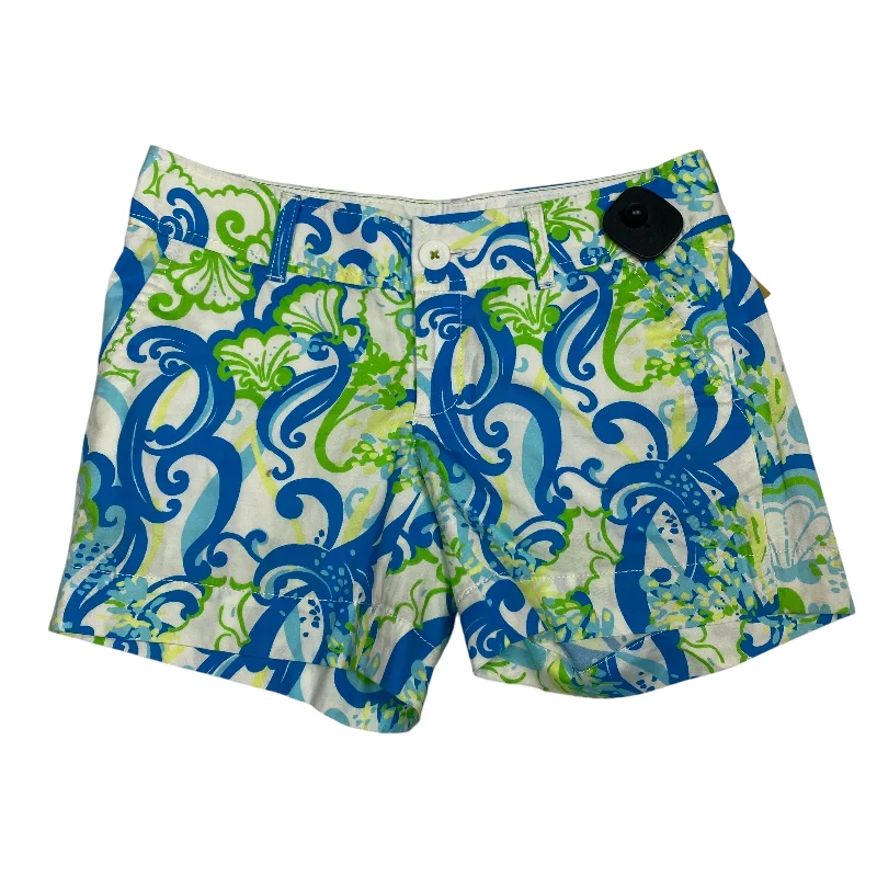 women's slim-fit shortsShorts Designer By Lilly Pulitzer In Blue & Green, Size: 0