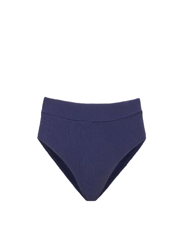 Triangle Bikini FemaleHi Leg Hi Waist Bottom In Navy Texture