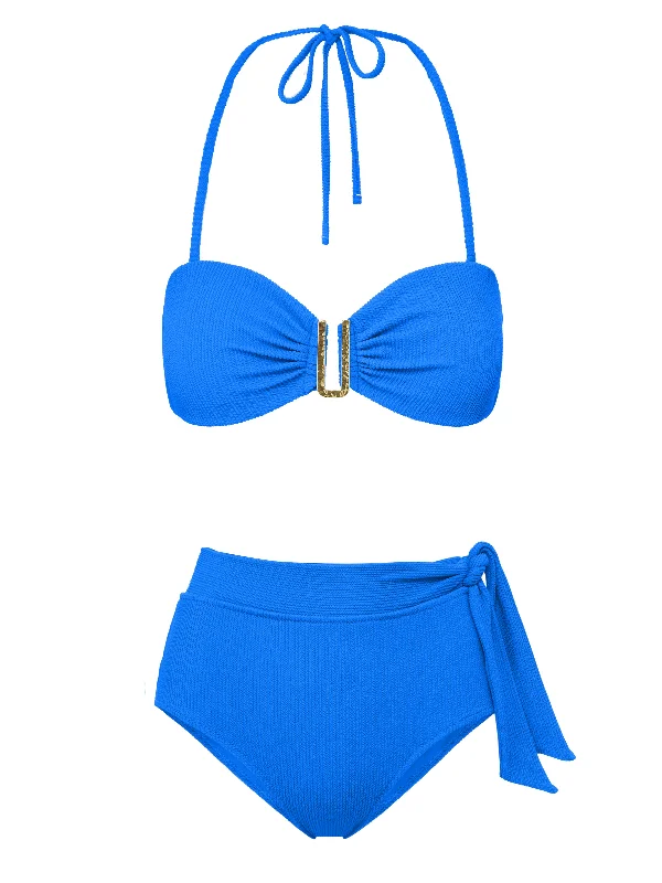 Halter Female SwimwearCindy Top + Side Tie High Waist Bottom in Grotto