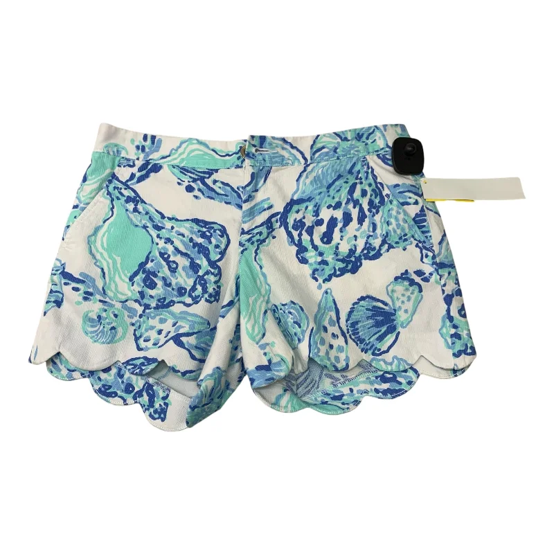 women's plus-size shortsShorts Designer By Lilly Pulitzer In Blue & White, Size: 4