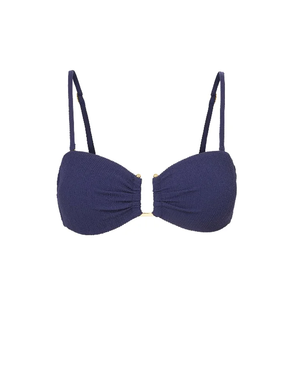 Ruffle-Trimmed Female SwimwearGina Top In Navy Texture