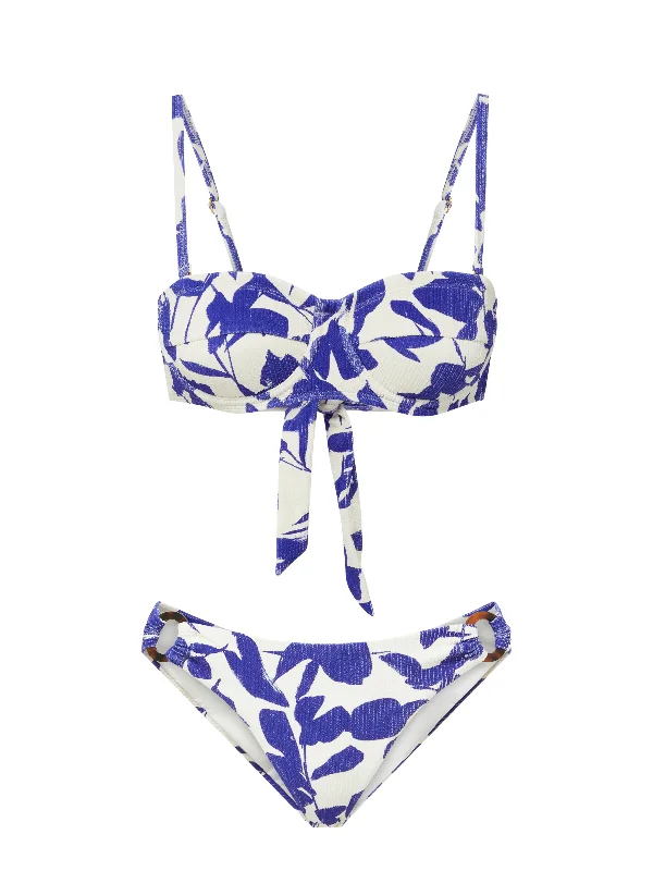 Striped Female SwimwearNellie Top + Ring Trim Bottom in Moraea Garden