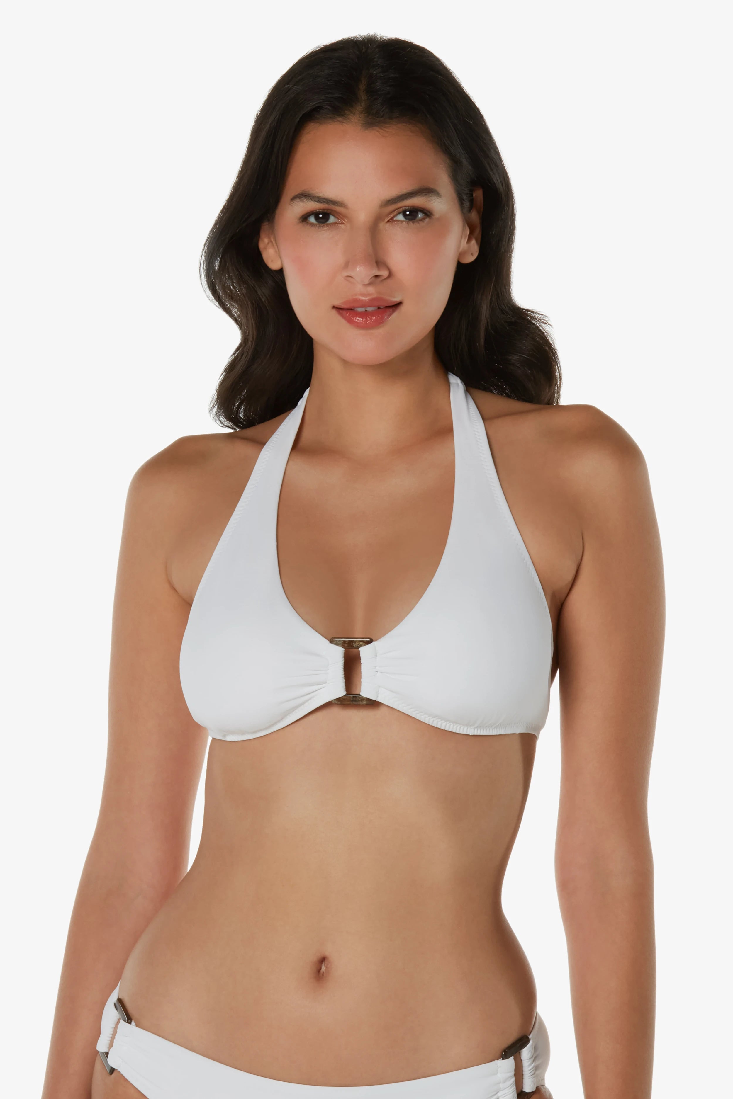 Mesh Female SwimwearTortoise Halter  |  Textured White