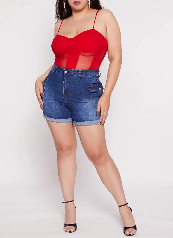 Plus Size WAX Rolled Cuff High Waisted Shorts