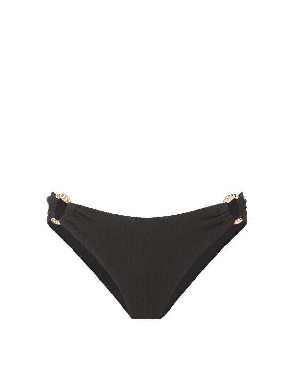 Stretchy Bikini Tops FemaleRing Trim Bottom Black Texture