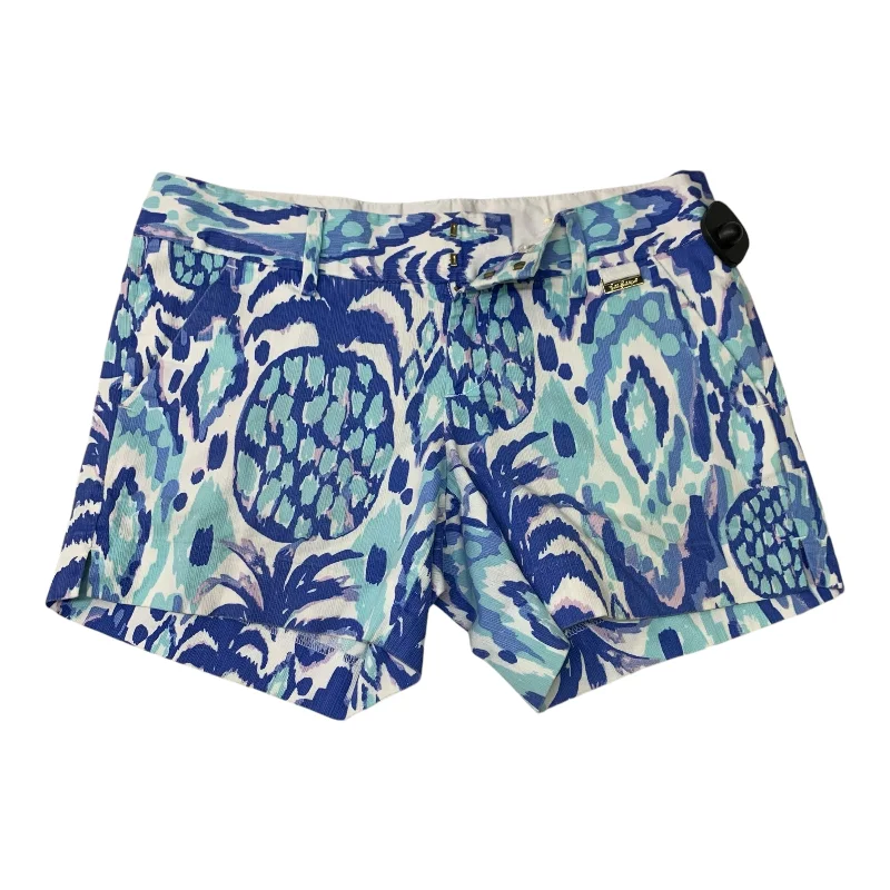 women's warm shortsShorts Designer By Lilly Pulitzer In Blue & White, Size: 2