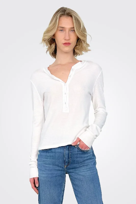 women's tops for wedding guest attireAva Henley - Soft White