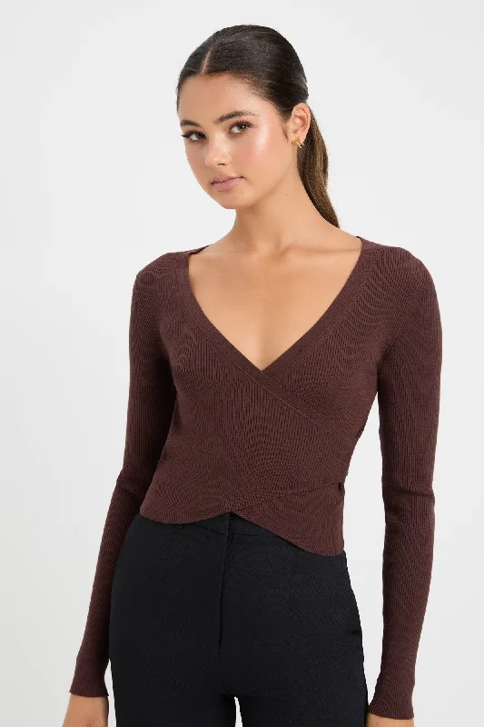 women's tops with cold-shoulder cutsLola Wrap Crop