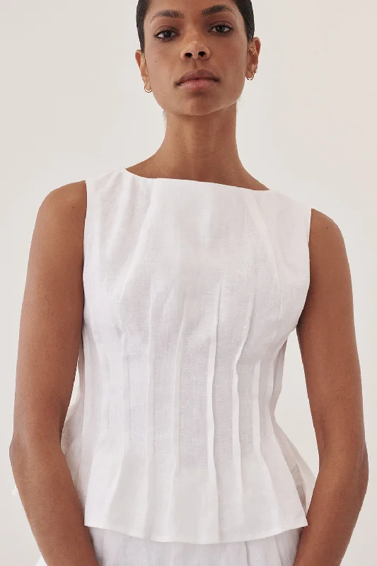 women's tops that offer a perfect blend of style, comfort, and affordabilityMANA WHITE PINTUCK TOP