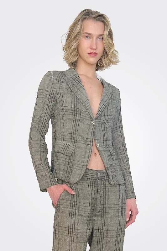 women's tops for everyday elegancePlaid Blazer - Grey