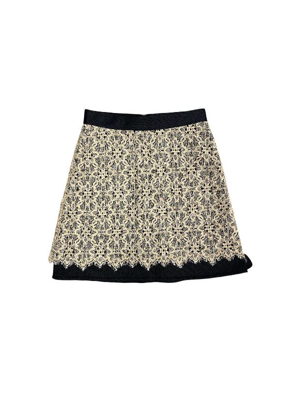 women's silk skirtsSkirt Midi By Dkny In Black & Tan, Size: 6