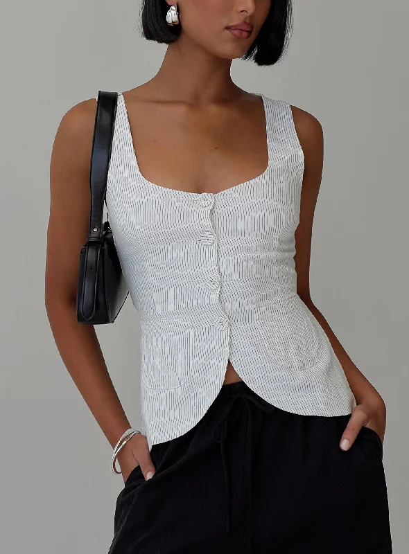 women's tops for those who want to add a touch of sophistication to their casual attireSpirito Vest Top White Thin Stripe