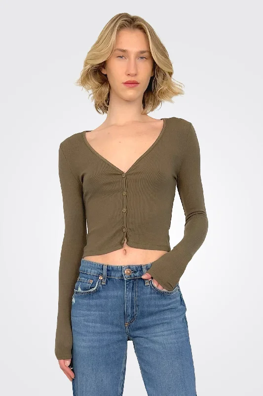 women's tops for everyday eleganceSweet V Cardigan - Army