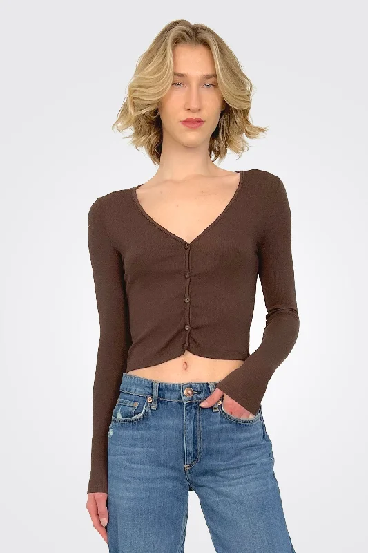 women's tops for those who want to make a fashion statementSweet V Cardigan - Mahogany