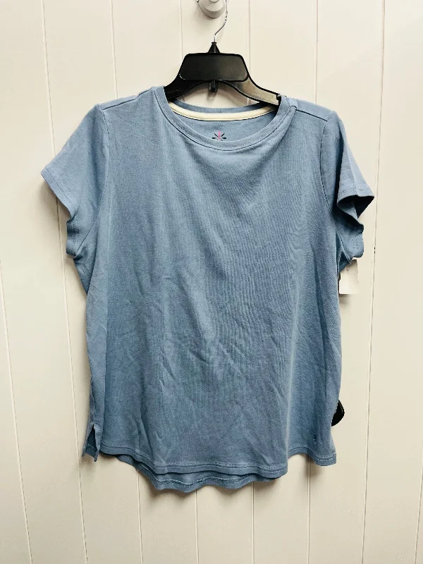 women's tops for fashion-forward individualsTop Short Sleeve Basic By Isaac Mizrahi Live Qvc In Blue, Size: Xl