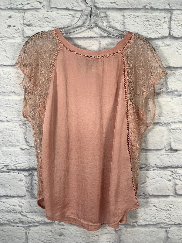 women's tops for those who want to make a bold fashion statement with their choice of topsTop Short Sleeve By Anthropologie In Pink, Size: M