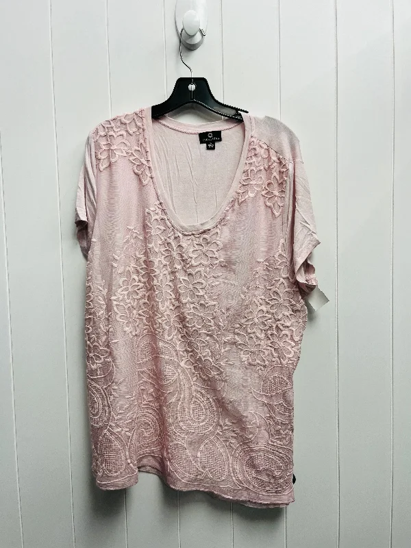 women's tops for summer festivalsTop Short Sleeve By CURATIONS - In Pink, Size: Xl