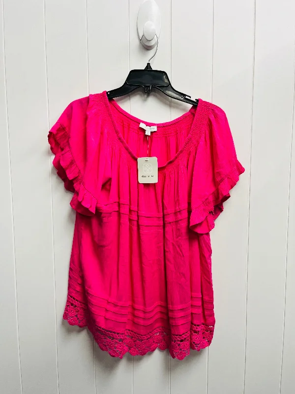 women's tops with unique designsTop Short Sleeve By Daisy Fuentes In Pink, Size: L