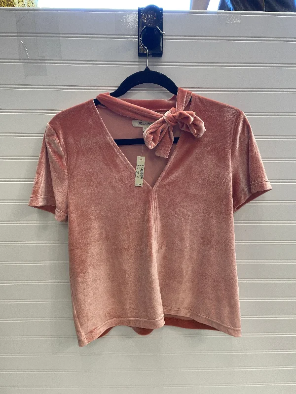 women's tops with lace-up frontsTop Short Sleeve By Madewell In Orange, Size: S