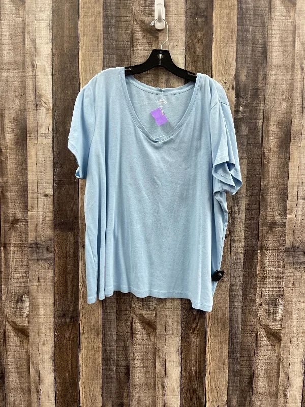 women's tops for those who appreciate subtle and muted tonesTop Short Sleeve By St Johns Bay In Blue, Size: 3x