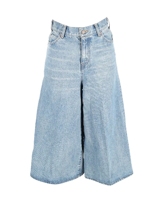 women's nursing pantsCeline High-Waist Culottes in Blue Denim