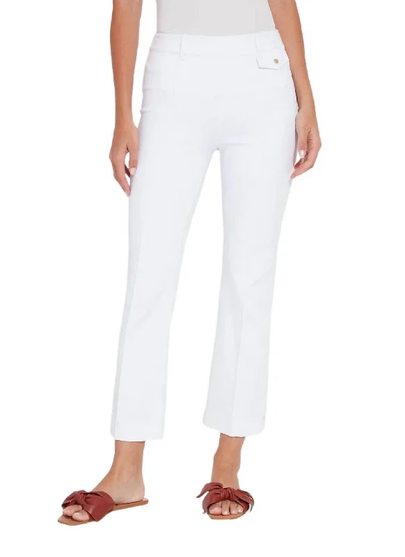 women's elastic waist pantsElle Ankle Flare Denim Pant In White