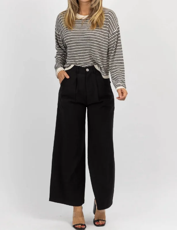 women's running pantsHigh Rise Linen Trousers In Black