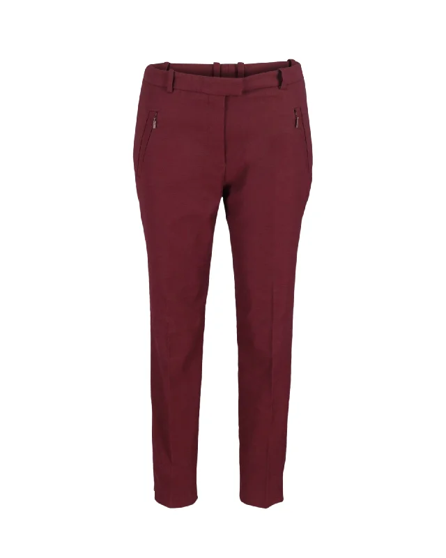 women's wedding pantsHugo Boss Slim-Fit Tapered Trousers in Burgundy Cotton