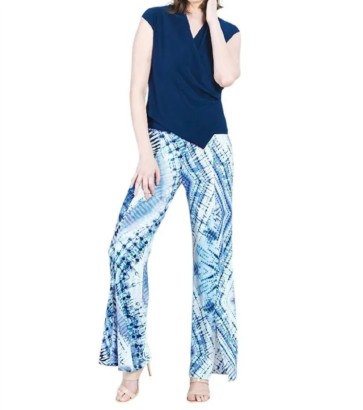 women's chic pantsKick Front High Slit Pant In Ocean Blue