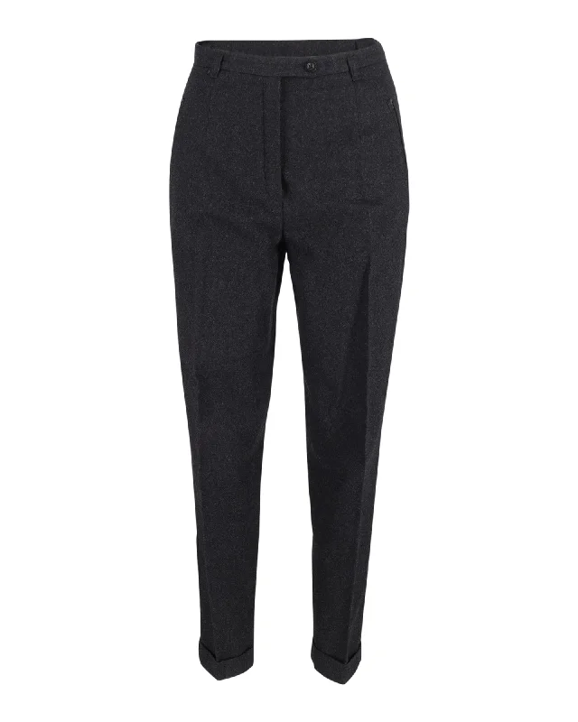 women's bell-bottom pantsMax Mara Sportmax Tapered Trousers in Grey Cotton