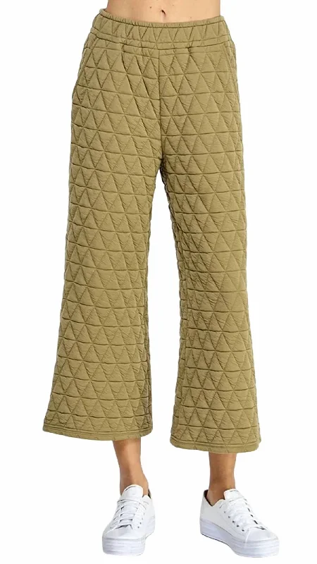 women's satin pantsQuilted Flare Pant In Olive