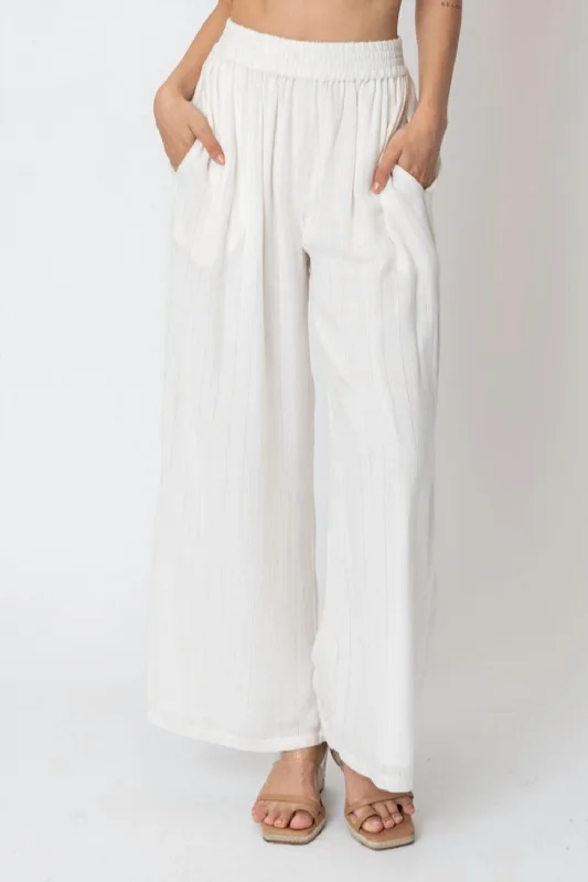 women's breathable pantsSelf Stripe Pant In White