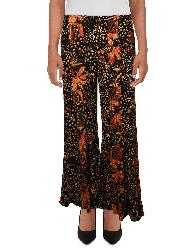 women's retro pantsWomens High Rise Printed Wide Leg Pants