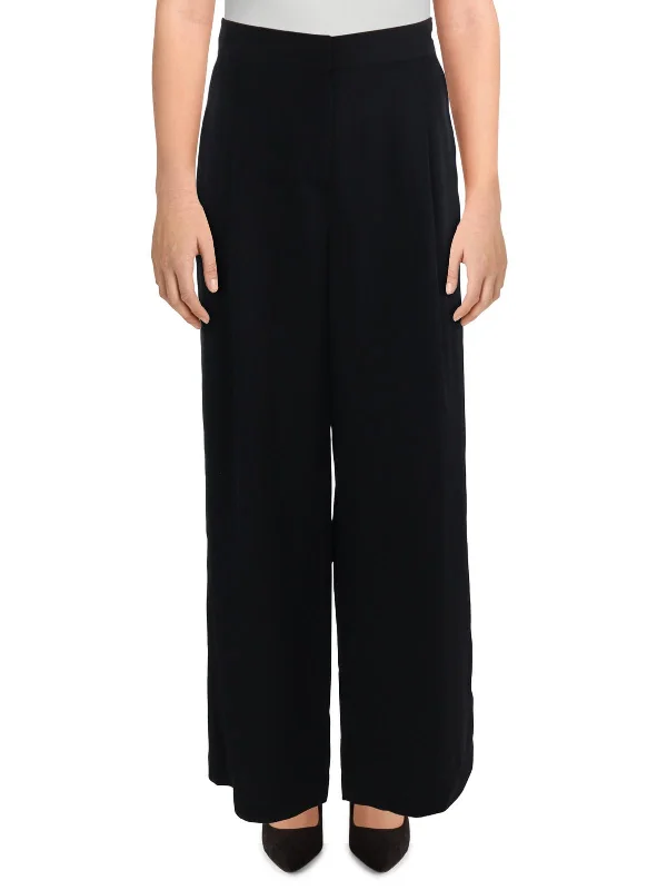 women's high-slung pantsWomens High Rise Solid Wide Leg Pants