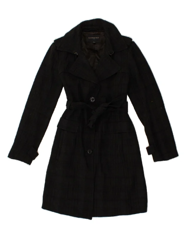 women's coats with zippersBANANA REPUBLIC Womens Overcoat UK 10 Small Black Check Polyester