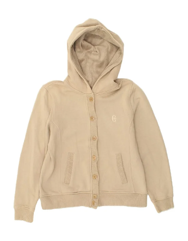 women's coats with adjustable sleevesCONTE OF FLORENCE Womens Hooded Bomber Jacket UK 16 Large Beige Cotton