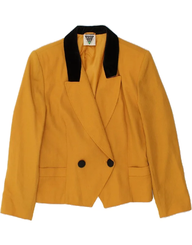 women's coats for vintage fashion enthusiastsJAQUES VERT Womens Double Breasted Blazer Jacket UK 14 Large Yellow